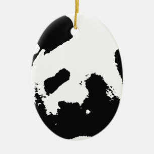 Black White Pop Art Panda Keramisch Ornament