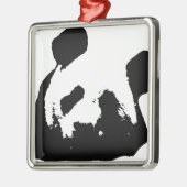 Black White Pop Art Panda Metalen Ornament (Links)