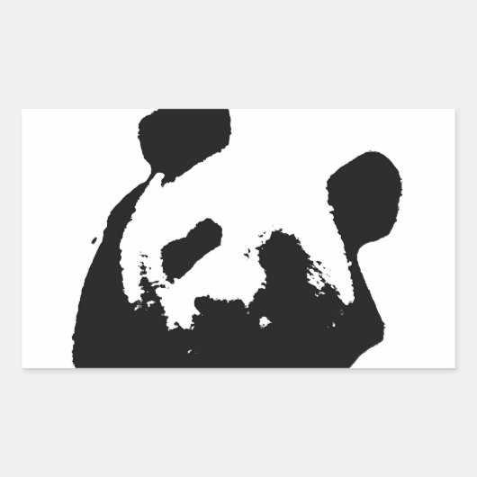 Black White Pop Art Panda Rechthoekige Sticker (Voorkant)