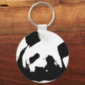 Black White Pop Art Panda Sleutelhanger (Voorkant)