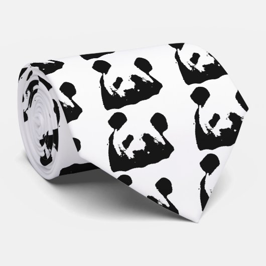 Black White Pop Art Panda Stropdas (Opgerold)