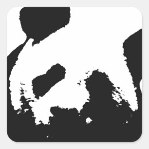 Black White Pop Art Panda Vierkante Sticker