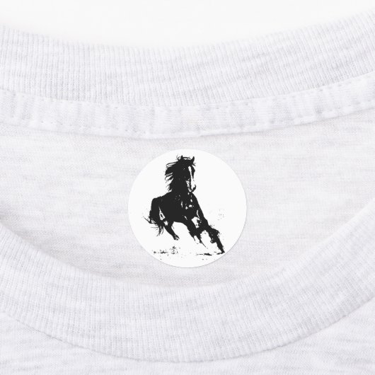 Black White Pop Art Running Horse Silhouette Labels (Aangebracht)