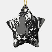 Black White Pop Art Tiger Keramisch Ornament (Links)