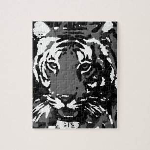 Black White Pop Art Tiger Legpuzzel
