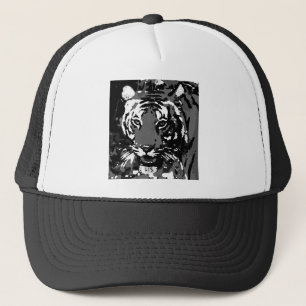 Black White Pop Art Tiger Trucker Pet