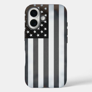 Black & White Pop Art US American Flag iPhone 16 Hoesje