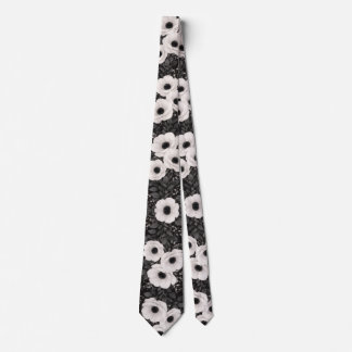 Black & White Poppy Floral Stropdas