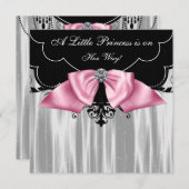 Black White Princess Baby Shower Invitations (Devant / Derrière)