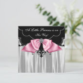 Black White Princess Baby Shower Invitations (Debout devant)