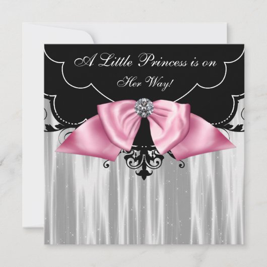 Black White Princess Baby Shower Invitations (Devant)