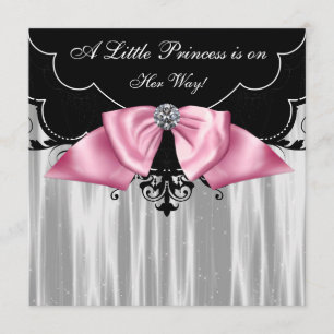 Black White Princess Baby Shower Invitations
