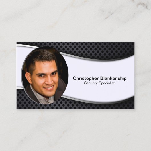 Black White Professional Custom Photo QR Code Visitekaartje (Voorkant)