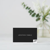 Black White Professional Monogram Elegant Modern Visitekaartje (Staand voorkant)