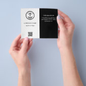 Black White Promotional Business Logo QR-code Flyer (Hand)