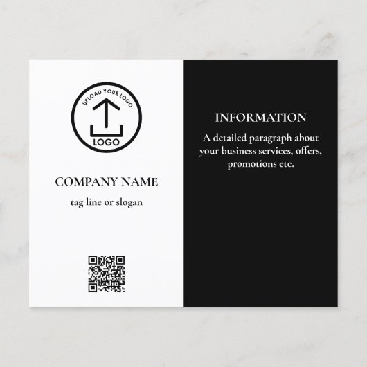 Black White Promotional Business Logo QR-code Flyer (Voorkant)