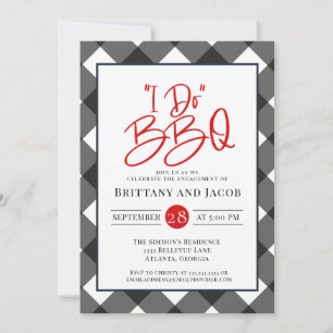 Black White Pset I Do BBQ Verloving Invitation Kaart