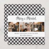Black White Pset Merry (zwarte witte pset) en getr Feestdagenkaart (Voorkant / Achterkant)