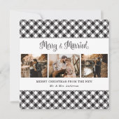 Black White Pset Merry (zwarte witte pset) en getr Feestdagenkaart (Voorkant)
