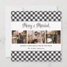 Black White Pset Merry (zwarte witte pset) en getr Feestdagenkaart