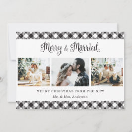 Black White Pset Merry (zwarte witte pset) en getr Feestdagenkaart