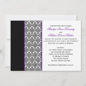 Black White Purple Damask Photo Mariage Invitation (Dos)