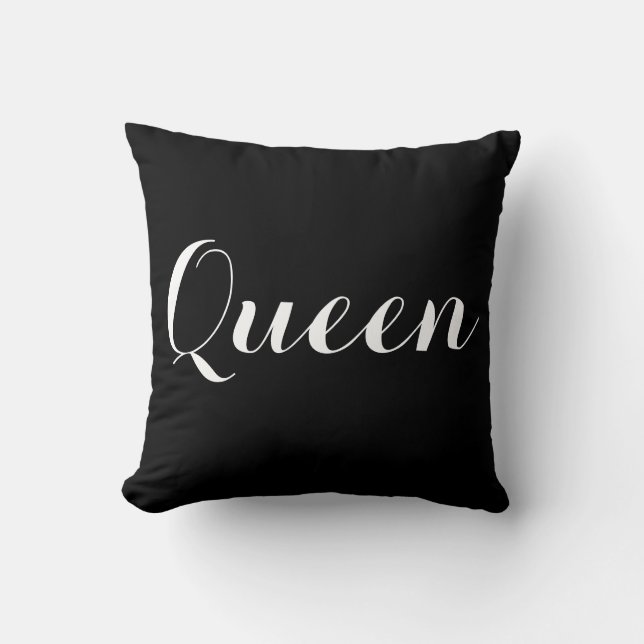Black White Queen Typography Kussen (Voorkant)