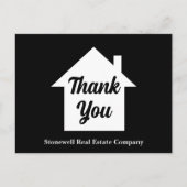 Black White Real Estate Company Custom Dank u Briefkaart (Voorkant)