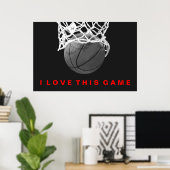 Black White Red Basketball Love Poster du jeu (Bureau à domicile)