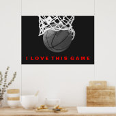 Black White Red Basketball Love Poster du jeu (Cuisine)