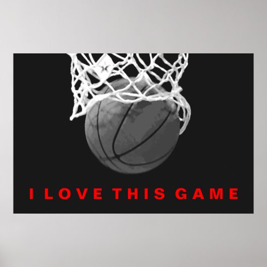 Black White Red Basketball Love Poster du jeu (Devant)