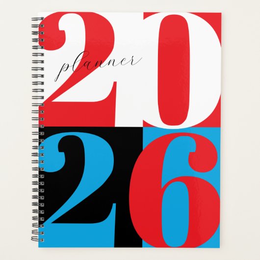Black White Red Blue Bold Year Color Block Planner (Devant)