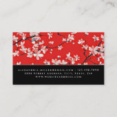 Black White & Red Cherry Blossom Floral Visitekaartje (Achterkant)