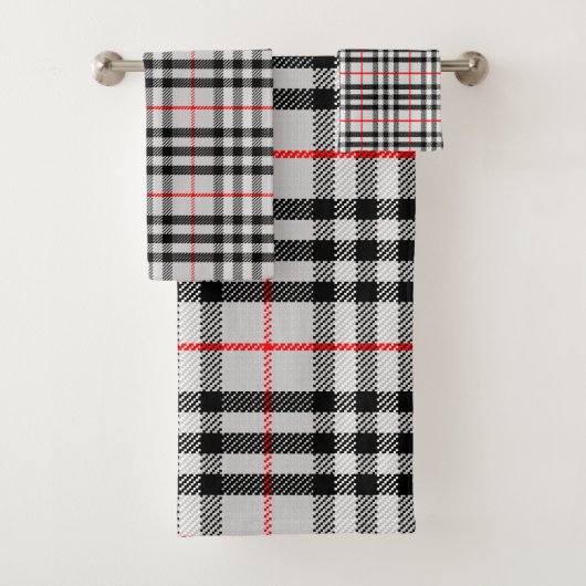Black White Red Classic Checkered Fabric (En situation)