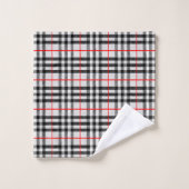 Black White Red Classic Checkered Fabric (Gant de toilette)