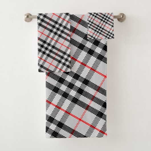 Black White Red Classic Checkered Fabric (En situation)