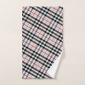 Black White Red Classic Checkered Fabric (Serviette à main)