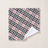Black White Red Classic Checkered Fabric (Gant de toilette)