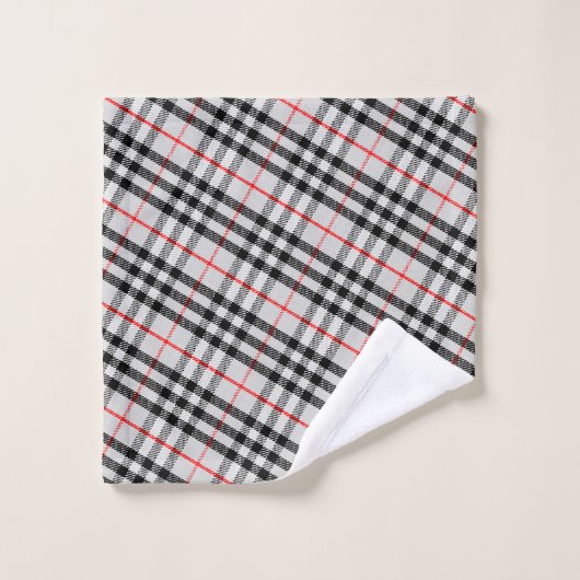 Black White Red Classic Checkered Fabric (Gant de toilette)