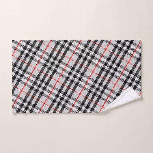 Black White Red Classic Checkered Fabric (Serviette à main)