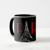 Black & White Red Eiffel Tower Paris Mok (Voorkant links)