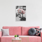 Black White Red Flowers  Bicycle Summer Canvas Afdruk (Insitu (Woonkamer))