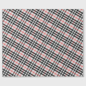 Black White Red Gingham | Classic Checkered Fabric Cadeaupapier (Vlak)