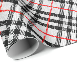 Black White Red Gingham   Classic Checkered Fabric Cadeaupapier