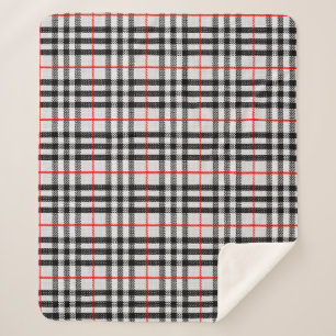 Black White Red Gingham   Klassieke gecontroleerde Sherpa Deken
