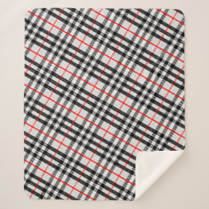 Black White Red Gingham Klassieke gecontroleerde Sherpa Deken