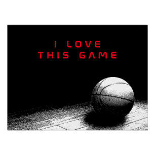 Black & White Red Love Basketball Poster parfait