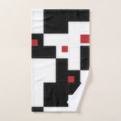 Black White Red Modern patchwork Bad Handdoek (Handdoek)