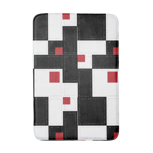 Black White Red Modern  patchwork Badmat (Voorkant Verticaal)