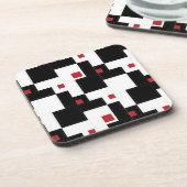 Black White Red Modern  patchwork Bier Onderzetter (Linkerzijde)